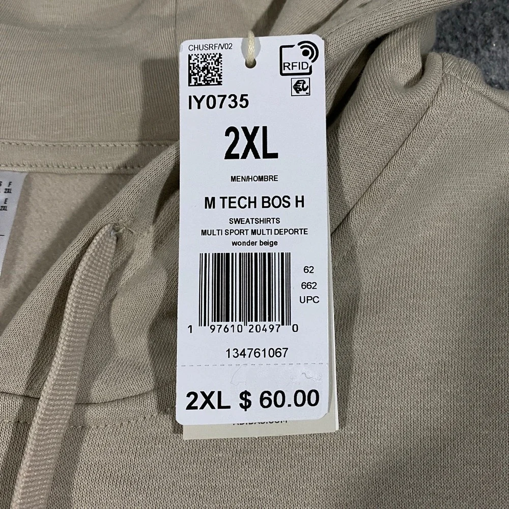 Adidas Tech 3D Trefoil Graphic Logo Sweatshirt Hoodie Adult XXL Beige